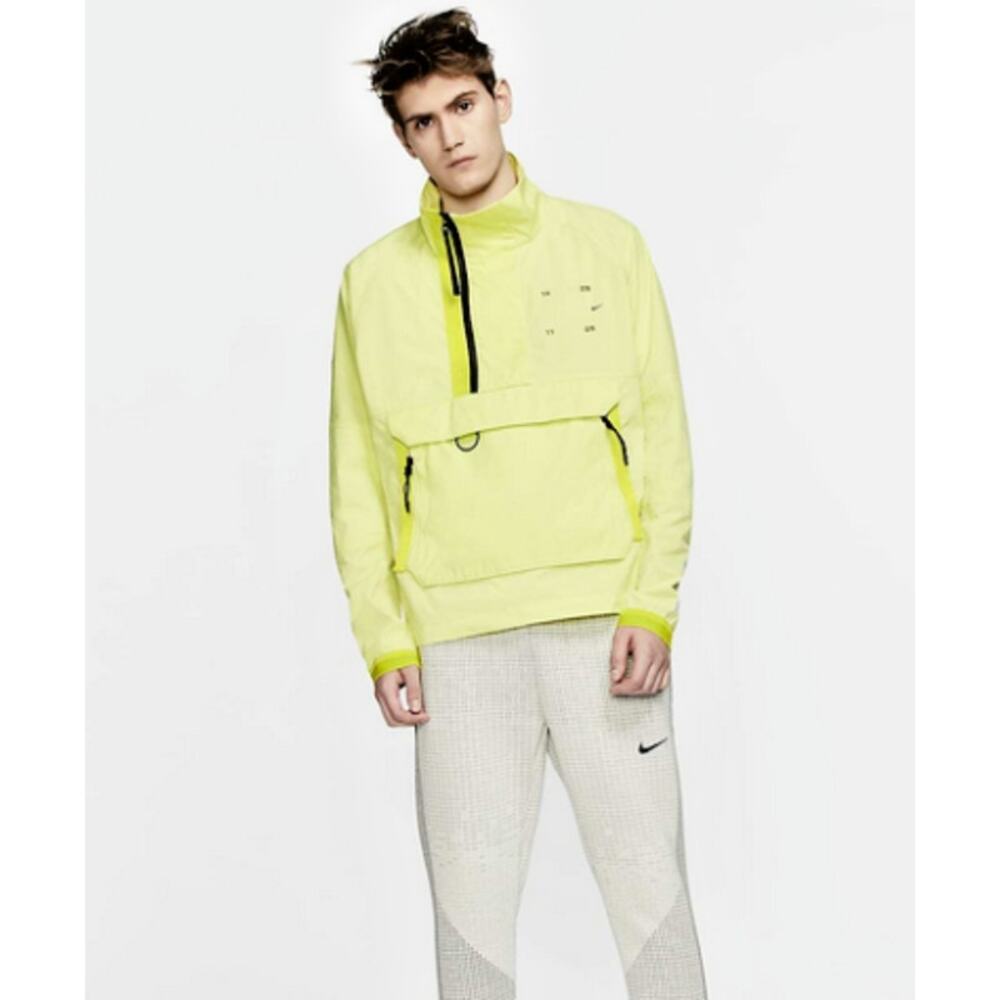 Nike Tech Pack Woven Half Zip Jacket Lime‎ Green Reflective Details Pocket S
